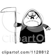 Poster, Art Print Of Black And White Depressed Chubby Grim Reaper