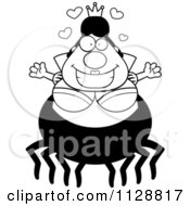 Poster, Art Print Of Black And White Chubby Spider Queen With Open Arms