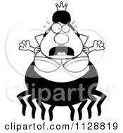 Cartoon Of A Black And White Scared Chubby Spider Queen Vector Clipart by Cory Thoman