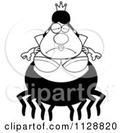 Cartoon Of A Black And White Depressed Chubby Spider Queen Vector Clipart by Cory Thoman