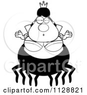 Cartoon Of A Black And White Careless Shrugging Chubby Spider Queen Vector Clipart by Cory Thoman