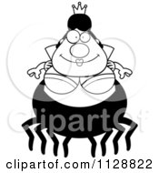 Cartoon Of A Black And White Chubby Spider Queen Vector Clipart by Cory Thoman
