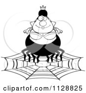 Poster, Art Print Of Black And White Chubby Spider Queen On A Web