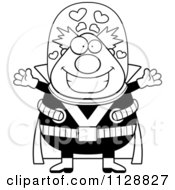 Cartoon Of A Black And White Happy Chubby Male Villain Wanting A Hug Vector Clipart by Cory Thoman
