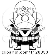 Cartoon Of A Black And White Depressed Chubby Male Villain Vector Clipart