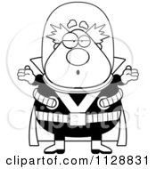 Cartoon Of A Black And White Careless Shrugging Chubby Male Villain Vector Clipart