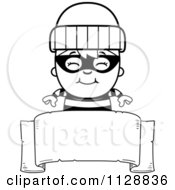 Poster, Art Print Of Black And White Happy Robber Boy Over A Banner Sign