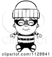 Poster, Art Print Of Black And White Happy Robber Boy Sitting