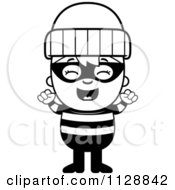 Cartoon Of A Black And White Cheering Robber Boy Vector Clipart