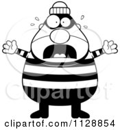 Poster, Art Print Of Black And White Scared Chubby Burglar Or Robber Man