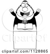 Poster, Art Print Of Black And White Happy Nun At The Pulpit In Her Habit