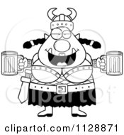 Cartoon Of A Black And White Chubby Ogre Woman With Beer Vector Clipart
