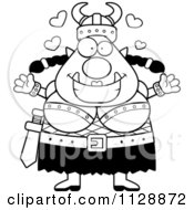Cartoon Of A Black And White Chubby Ogre Man With Open Arms Vector Clipart