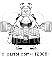 Cartoon Of A Black And White Chubby Ogre Man With Beer Vector Clipart