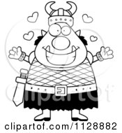 Cartoon Of A Black And White Chubby Ogre Man With Open Arms Vector Clipart