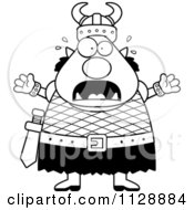 Cartoon Of A Black And White Chubby Scared Ogre Man Vector Clipart