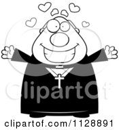 Cartoon Of A Black And White Loving Priest Vector Clipart