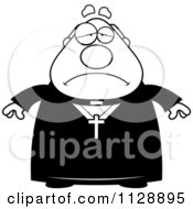Cartoon Of A Black And White Depressed Priest Vector Clipart