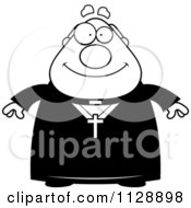 Cartoon Of A Black And White Happy Priest Vector Clipart by Cory Thoman