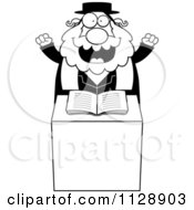 Black And White Excited Rabbi At The Pulpit