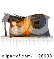 Poster, Art Print Of 3d White Character In A Pumpkin Home