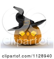 Clipart Of A 3d Carved Witch Halloween Jackolantern Pumpkin Royalty Free CGI Illustration