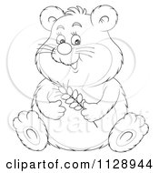 Poster, Art Print Of Outlined Cute Chubby Hamster Holding Wheat