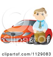 Poster, Art Print Of Man Standing Beside A Red Car
