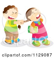 Cartoon Of A Mean Boy Pulling A Girls Hair Royalty Free Vector Clipart