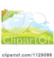 Cartoon Of A Nature Scene Of Bushes And A Tree Branch Royalty Free Vector Clipart