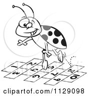 Outlined Ladybug Jumping Over Numbers