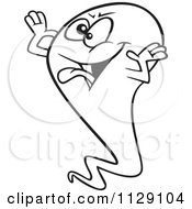 Poster, Art Print Of Outlined Halloween Spook Ghost Making A Face