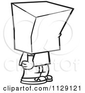 Cartoon Of An Outlined Shamed Boy With A Bag On His Head Royalty Free Vector Clipart by toonaday