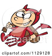 Devil Boy Carrying A Sack And Pitchfork