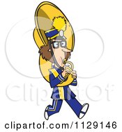 Cartoon Of A Marching Band Tuba Player Girl Royalty Free Vector Clipart