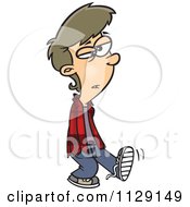 Cartoon Of A Teenage Boy Walking With His Hands In His Pockets Royalty Free Vector Clipart by toonaday