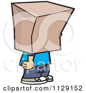 Cartoon Of A Shamed Boy With A Bag On His Head Royalty Free Vector Clipart