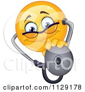 Poster, Art Print Of Yellow Emoticon Smiley Doctor Holding Out A Stethoscope