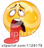 Cartoon Of An Exhausted Yellow Emoticon Smiley Hanging His Tongue Out Royalty Free Vector Clipart by yayayoyo #COLLC1129179-0157