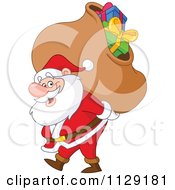 Poster, Art Print Of Santa Carrying A Heavy Bag Of Christmas Presents
