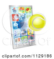Poster, Art Print Of 3d Tennis Ball Flying Through And Breaking A Smart Phone Screen