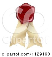 Clipart Of A Guaranteed Red Wax Seal And Parchment Ribbon Royalty Free Vector Illustration