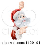 Poster, Art Print Of Jolly Santa Pointing To A Christmas Sign