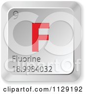 Clipart Of A 3d Red And Silver Fluorine Element Keyboard Button Royalty Free Vector Illustration by Andrei Marincas