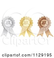 Poster, Art Print Of Silver Gold And Bronze Forty Percent Off Retail Sale Ribbons