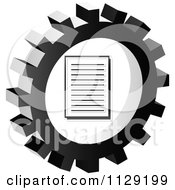 Clipart Of A Grayscale Document Gear Cog Icon Royalty Free Vector Illustration by Andrei Marincas