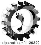 Clipart Of A Grayscale Footprint Gear Cog Icon Royalty Free Vector Illustration by Andrei Marincas