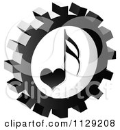Poster, Art Print Of Grayscale Love Music Note Gear Cog Icon