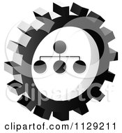Grayscale Network Gear Cog Icon