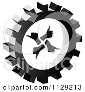 Grayscale Thumb Up Gear Cog Icon